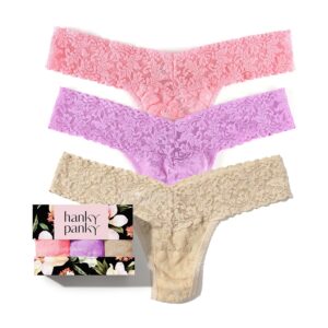 3 Pack Signature Lace® Low Rise Thongs In Printed Box Pink Lady