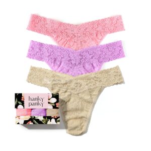 3 Pack Signature Lace® Original Rise Thongs In Printed Box Pink Lady