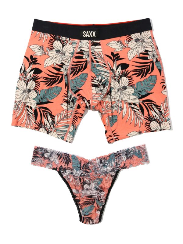 Signature Lace® Original Rise Thong And Saxx Super Soft Vibe Boxer Brief Hibiscus Jungle - Image 2